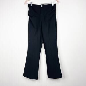 2/$30 ZARA High Waisted Bootcut Trouser Dress Pants  Black Shirred Side #7240